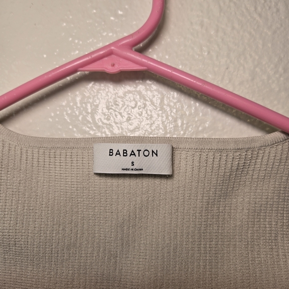 Aritzia Babaton Ribbed Crop Top Nylon Stretchy Square Neck - Picture 3 of 3